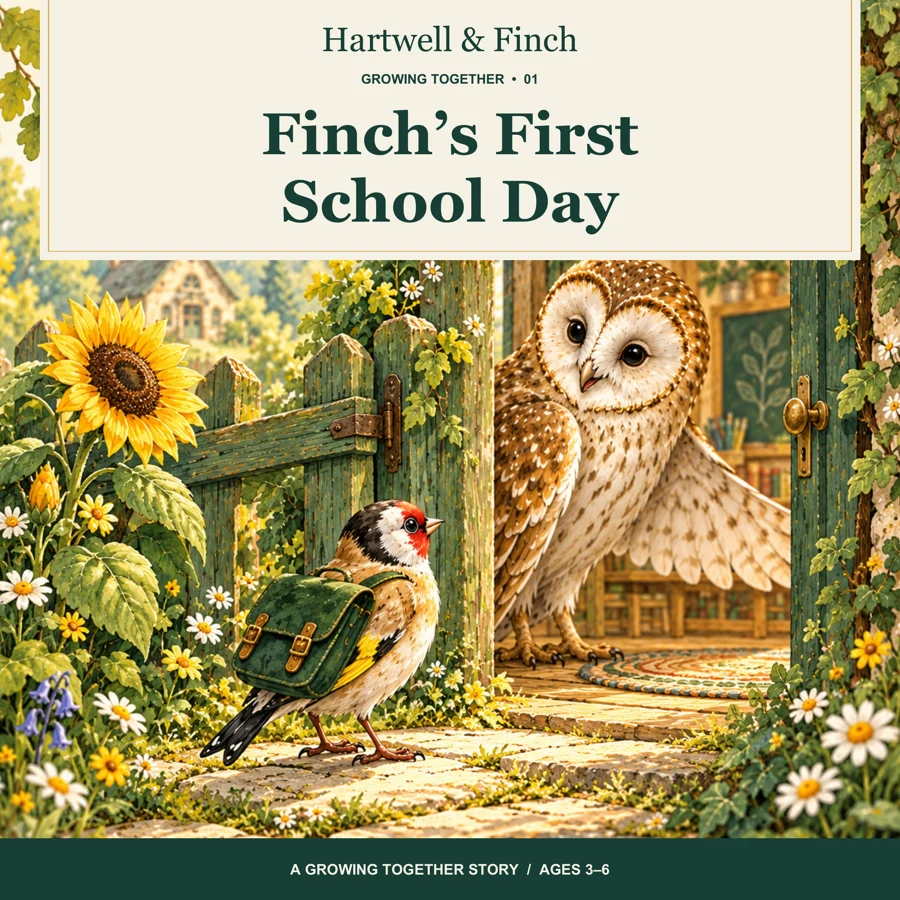 Finch's First School Day cover