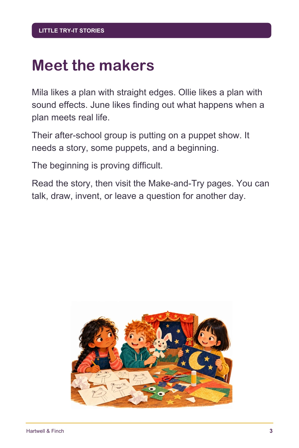 Interior sample page 1 from The Almost-Perfect Puppet Show