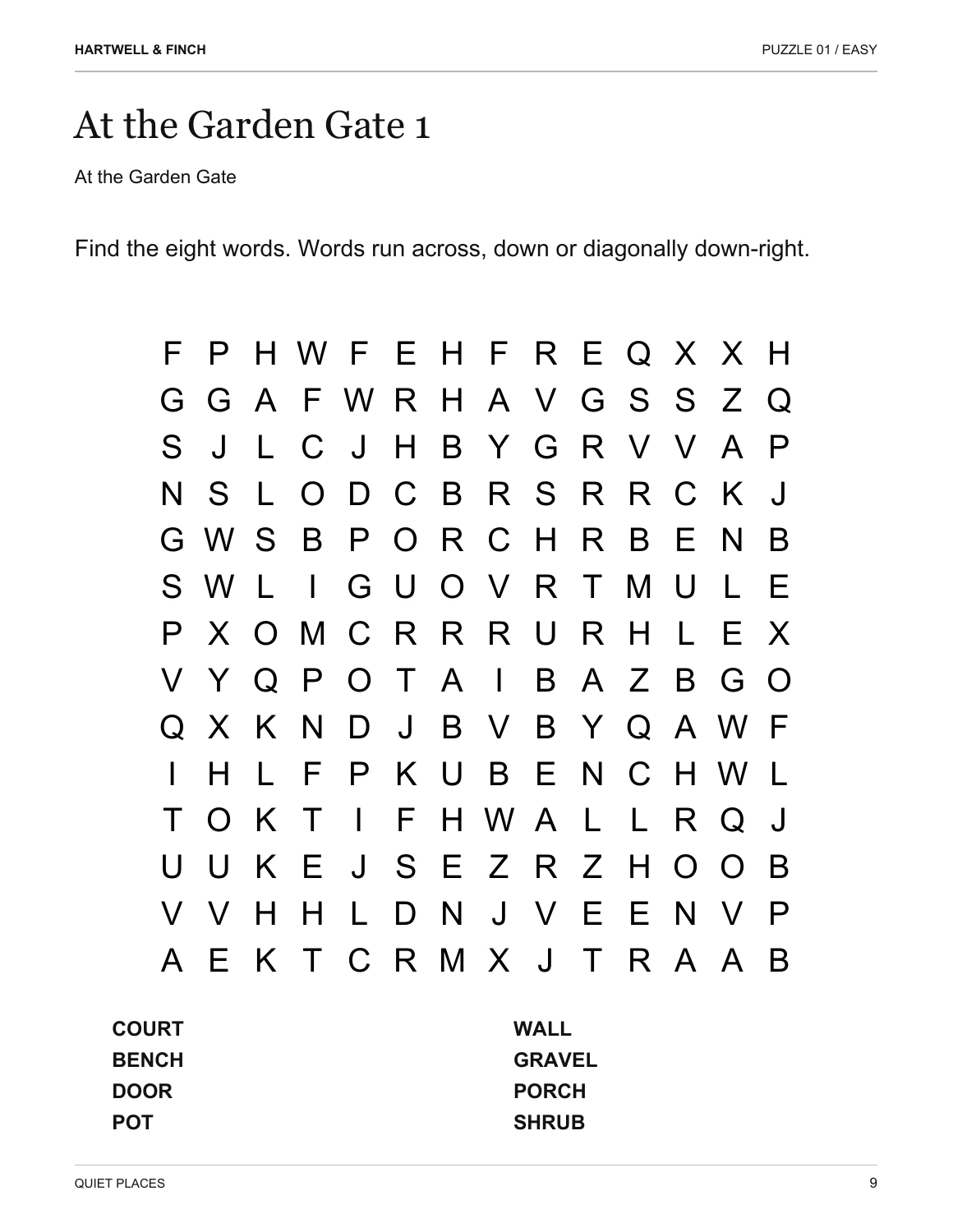 Interior sample page 1 from The Quiet Garden Puzzle Book